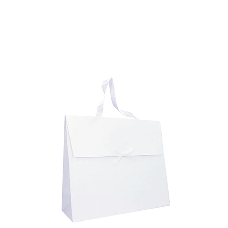 Hvid Premium gavepose m/sløjfe